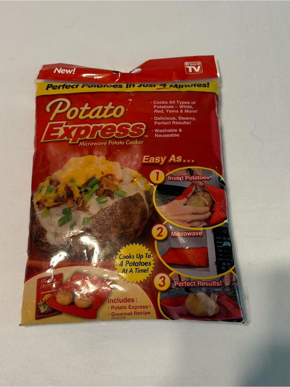 As Seen On TV Potato Express Red Yellow Microwave Potato Cooker